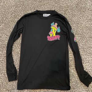 Black long-sleeve graphic tee